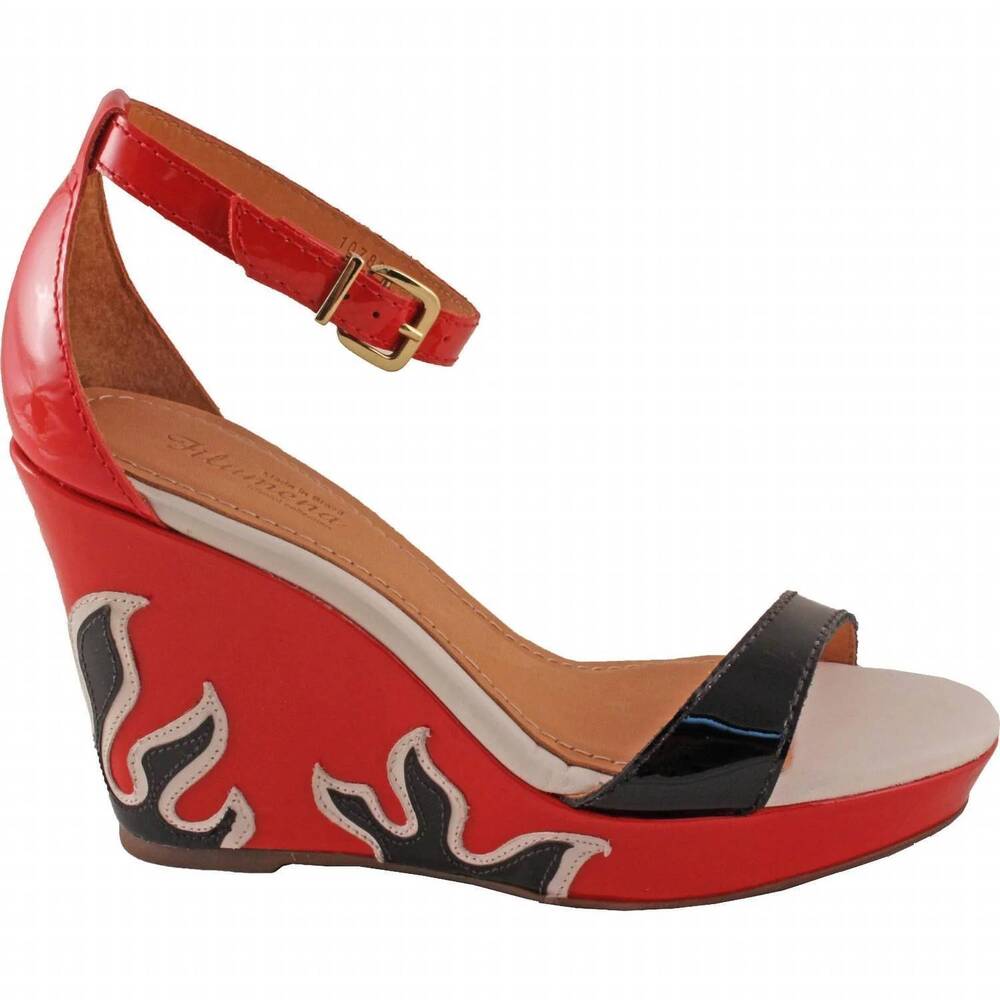 NEW KLIMINI women's fiery fashionable design leather wedge in red